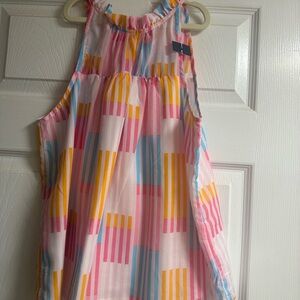 Michelle McDowell Pink, Yellow & Blue Geometric Stripe Tank